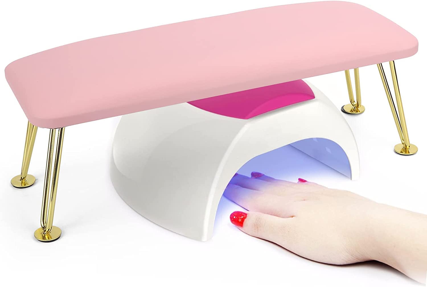 Apoya Manos para Manicura, Reposamanos para Uñas Cojín de Mano de Manicura de Cuero de Microfibra con Reposabrazos Manicura Alfombras Pequeñas Accesorios para Uñas para Manicura (Rosa)