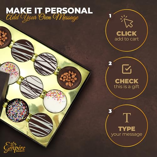 Image of Cookies Gift Basket - Chocolate Gift Basket for Birthday Treats for Women and Men - Fancy Chocolate Covered Cookies for Gifting, 12 Count