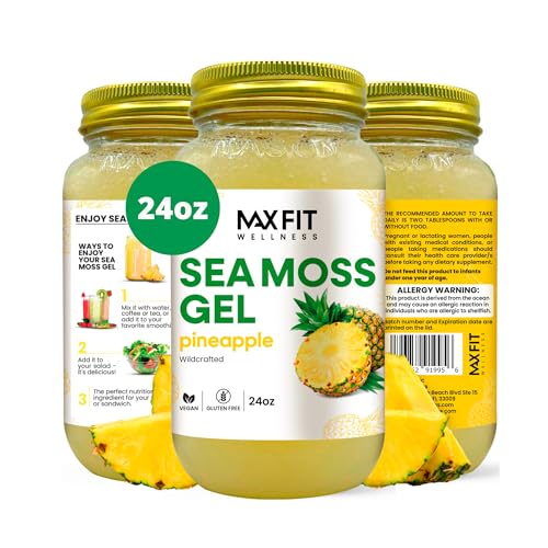Sea Moss Gel Raw (12 Flavors) 24oz Wildсrafted Gold Sea Moss Gel from Saint Lucia | 92 Vitamins and Minerals | Pure Raw+Non-GMO | Vegan Superfood