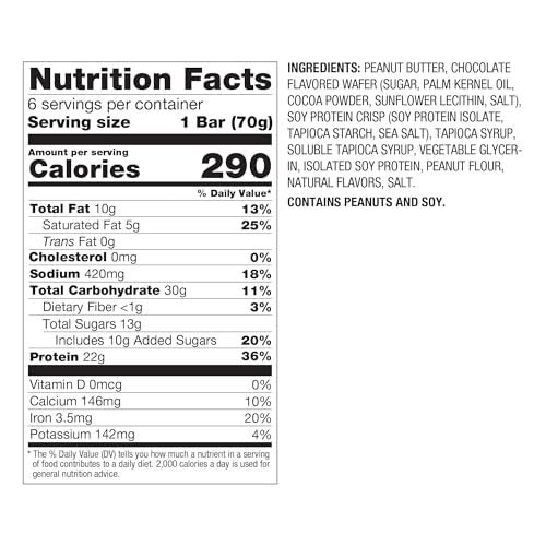 PBfit Protein Bars 2.47 Oz x 6, Salted Caramel Peanut Butter, 22g Protein - image 2