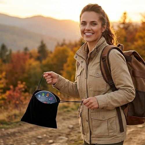 Image of REGIS Rain Drum for Outside Garden, 6.8 Inches 13 Notes Steel Tongue Drum, Waterproof Meditation Rain Chime, UV-Printed Notes & Geometric Design, with Bag, Mallets & Music Book(Navy)