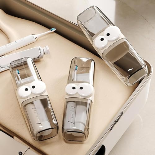 Image of Leawall Travel Toothbrush Holder Bathroom Organizer with Cute Eye Design - Unbreakable, Stackable, Dustproof Water Cups for Kids & Adults - Modern Vanity Accessory