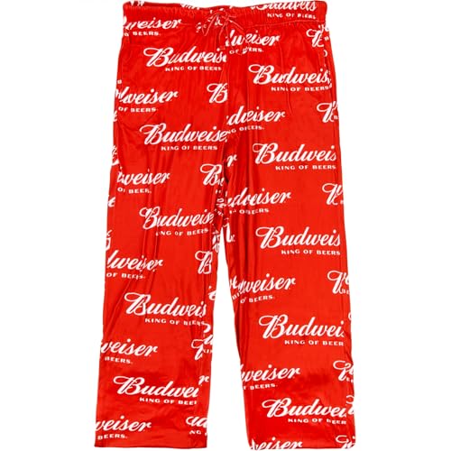 Budweiser Logo All Over Print Red Lounge Pants (Large)