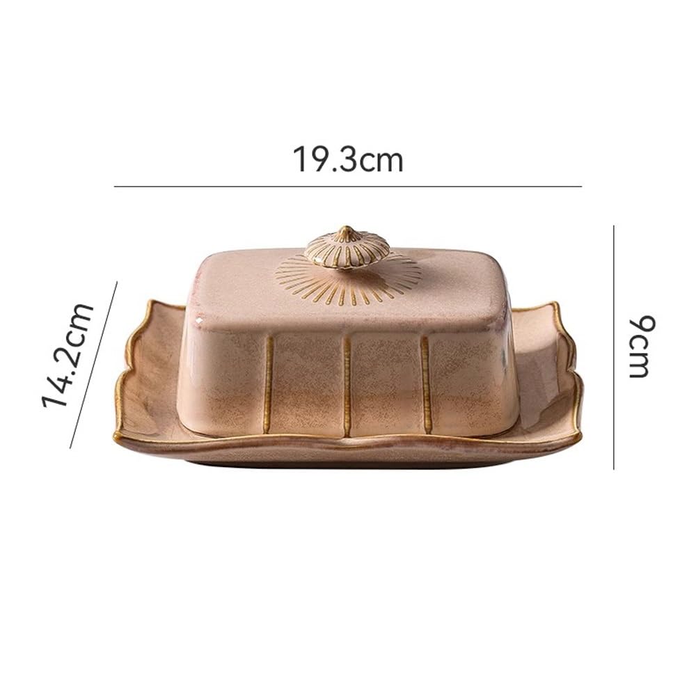 Naczynie z masłem Francuski zabytkowy ceramiczny pojemnik na masło, francuski talerz z pokrywką masła krowiego, ser Dim sum(Biały)