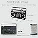 Retro Classic 80s Style Portable Boombox with Cassette Player Recorder, AM/FM/SW1/SW2 Radio, Bluetooth, USB/Micro SD Slots, Headphone Jack, 24W Dual Full-Range High Bass Speakers