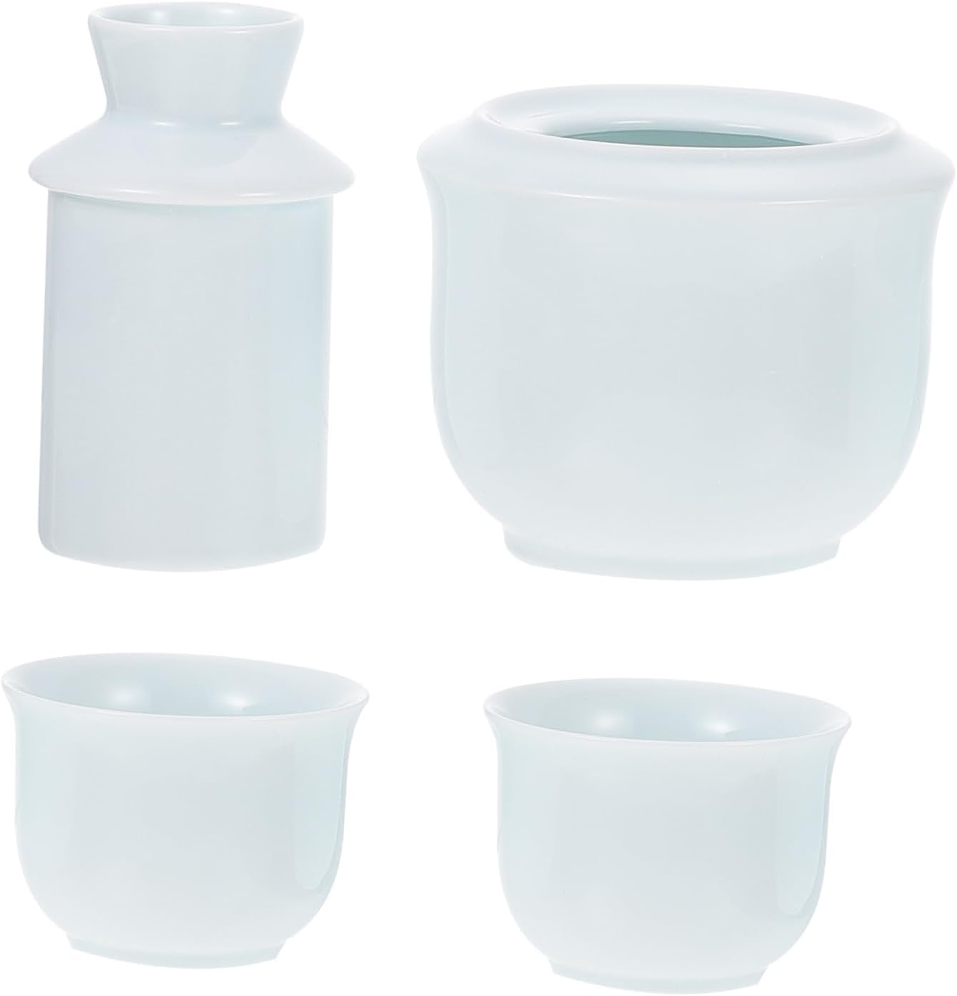 Ceramic Liquor Warmer Kettle Set with Drinking Cups Traditional Chinese Style Wine Warmer for Home Use for Entertaining Guests Sky-blue Set