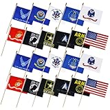 22 Pack Mini Handheld Military Flag Set, 5.5 X 7.6 Inch Small Army Armed Forces Flag, All Branches Military Handheld Flags On Stick For Veterans Day Memorial Day 4Th Of July Decorations