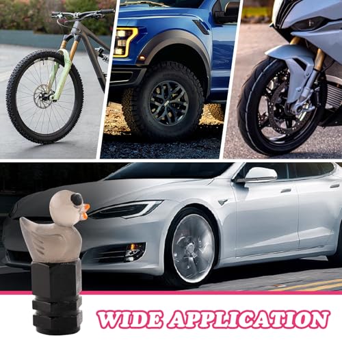 4Pcs Sunglasses Duck Tire Valve Stem Caps, Funny Decorative Covers for Wheels, Cute Car Accessories (Hexagon Black)