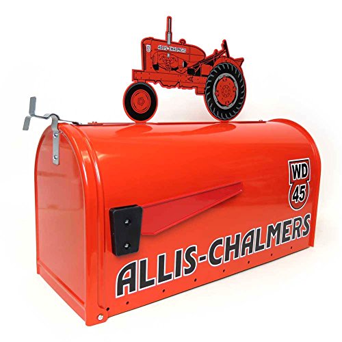Allis Chalmers WD-45 large steel mailbox with tractor on top by Distel Grain Systems,Inc