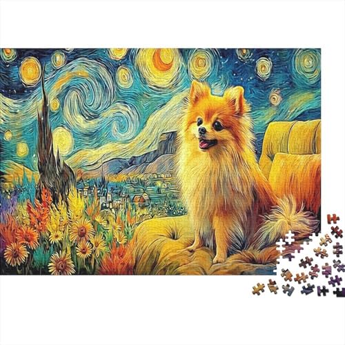 Puzzle de Pomerania y noche estrellada de 1000 piezas para tardes familiares