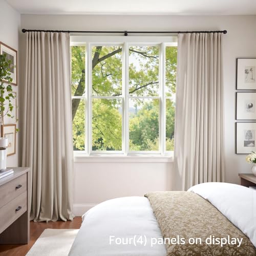 Image of Oatmeal Velvet Curtains Cream Rod Pocket 52x84 Inch 2 Panels | Soft Velvet, Room Darkening, For Bedroom & Living Space, Light Shifting Texture, Elegant Drape, Warm