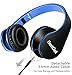 BESTGOT BG6002 Wired Kids Headphones for Kids Adults Children Headphones with Microphone Volume Control Foldable Headset with 3.5mm Plug Removable Cord (Black/Blue)