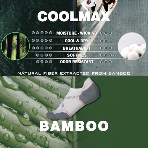 BRISIRA Bamboo Viscose Compression No Show Socks Men Athletic Running Extra Cushion Moisture Wicking No Blister Sport Low Cut