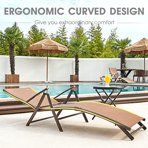 Natural Expressions Outdoor Chaise Lounge Chairs For Outside, Patio Lounger Pool Furniture Aluminum Adjustable Folding Recliner Chair For Beach, Backyard,Lawn,Poolside Supports 300 Lbs #TOP6