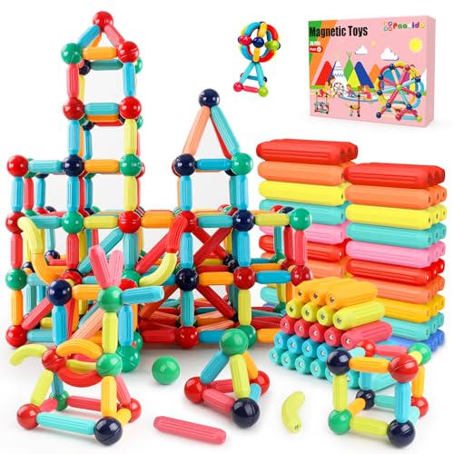 Paaxido Magnetic Building Blocks - STEM Learning Toys for Kids 3+, Montessori Sensory Toys with Stronger Magnets, Creative Construction Kit Gift for Boys & Girls