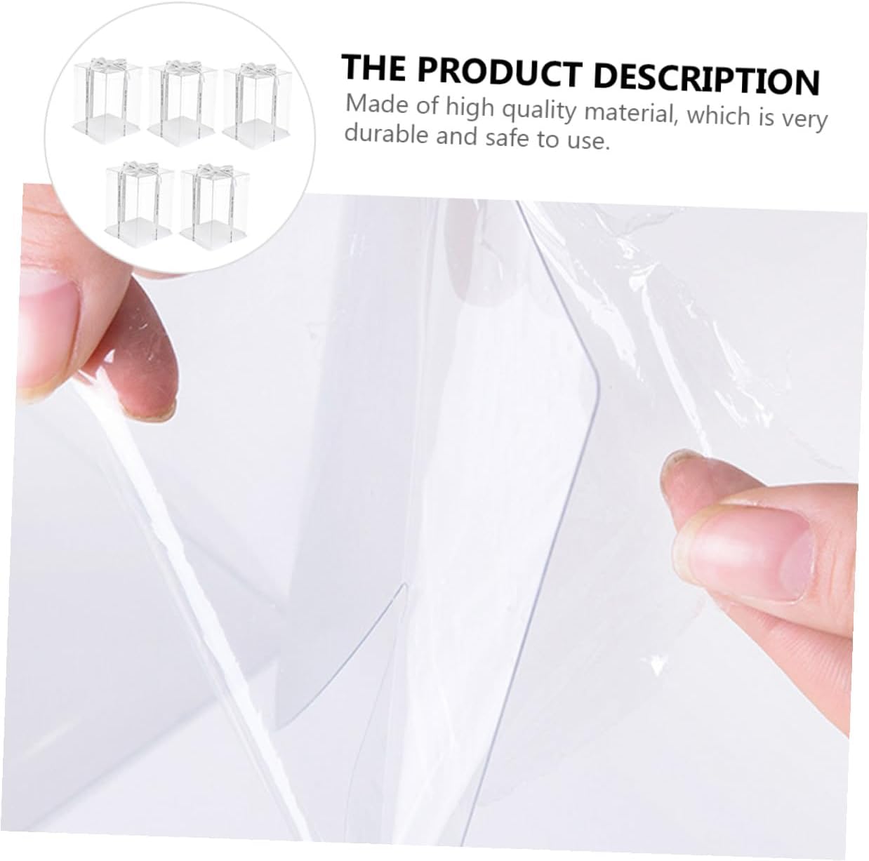 DOITOOL 5pcs Transparent Cake Packaging Cases with Ribbon Portable Birthday Dessert Holders Reusable Baking Containers for Outdoor Picnics and Car Travel