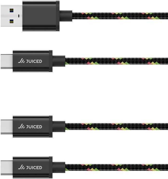 Juiced Systems Lifeline Essential USB-C to USB-C Cable | USB-A to USB-C Nylon Braided Power Data Cable | 3M | 10FT | 10 Gbps Rated | USB 3.2 Gen 2
