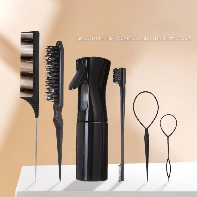 Black Hair Styling Set Tools Bristle Comb