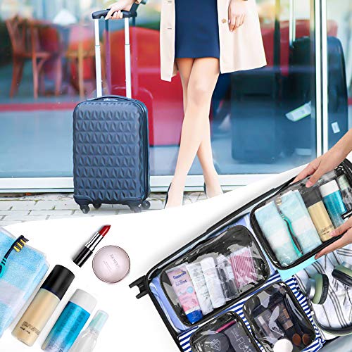 Damero 4Pcs Clear Toiletry Bag Packing Cubes, Clear Toiletry Makeup Bag Organizers For Traveling, Business Trip And School, Black #TOP5