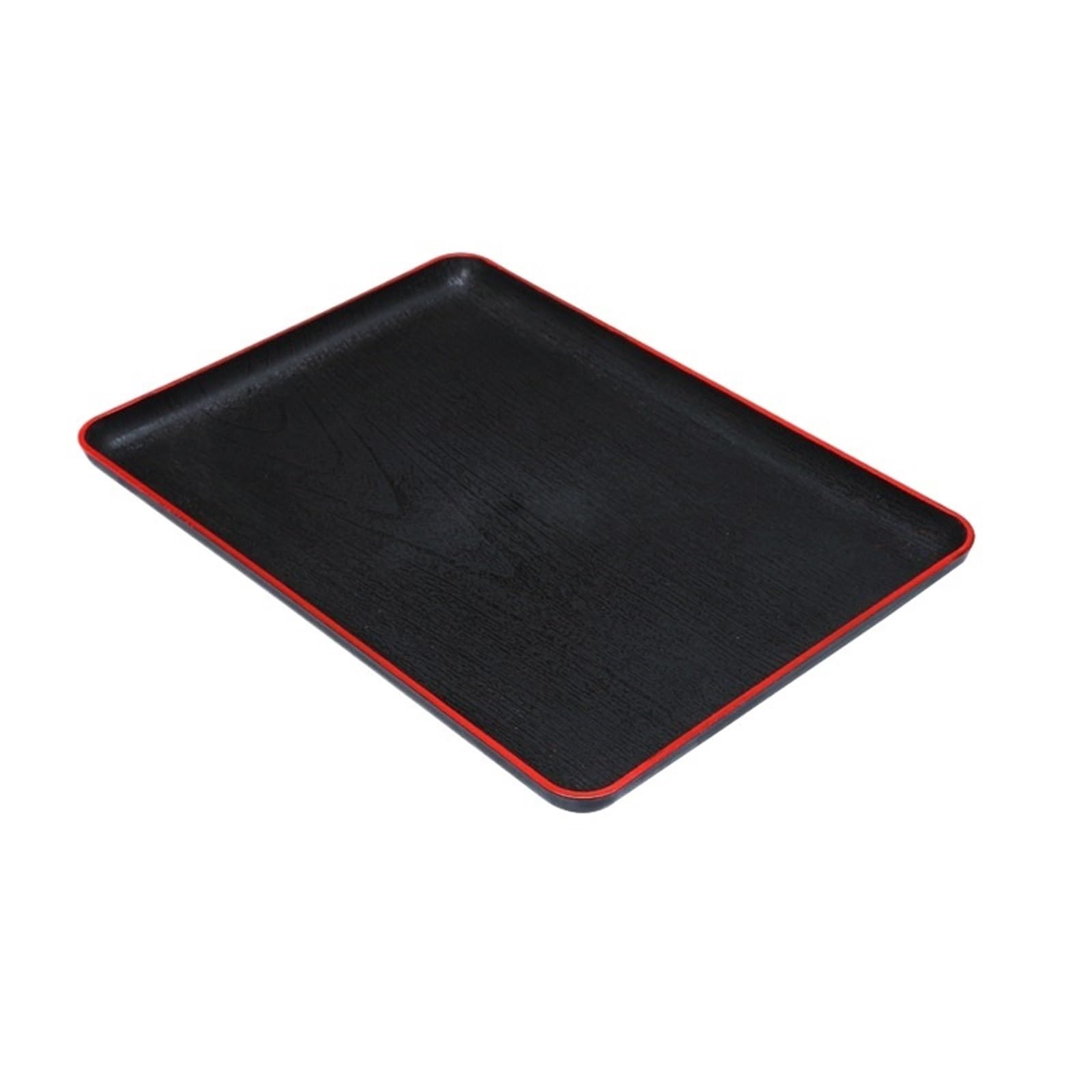 Bandeja Rectangular de plástico de 3 Piezas con veta de Madera Negra, Ideal para Guardar vajilla, Tazas, Pan y Desayuno (35 x 25 cm)