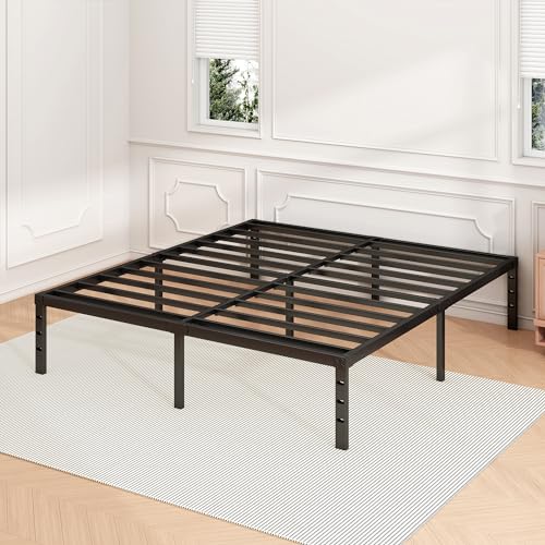 Image of Hafenpo 12 Inch King Bed Frame -Sturdy Metal Platform King Size, No Box Spring Needed, Heavy Duty, Easy Assembly, Strong Bearing Capacity, Under Bed Storage, Black