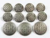 SILVER Toned METAL Alloy ~GEOMETRIC SUNFLOWER PATTERN~ Shank Style Sport Coat BLAZER BUTTON SET