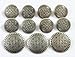SILVER Toned METAL Alloy ~GEOMETRIC SUNFLOWER PATTERN~ Shank Style Sport Coat BLAZER BUTTON SET