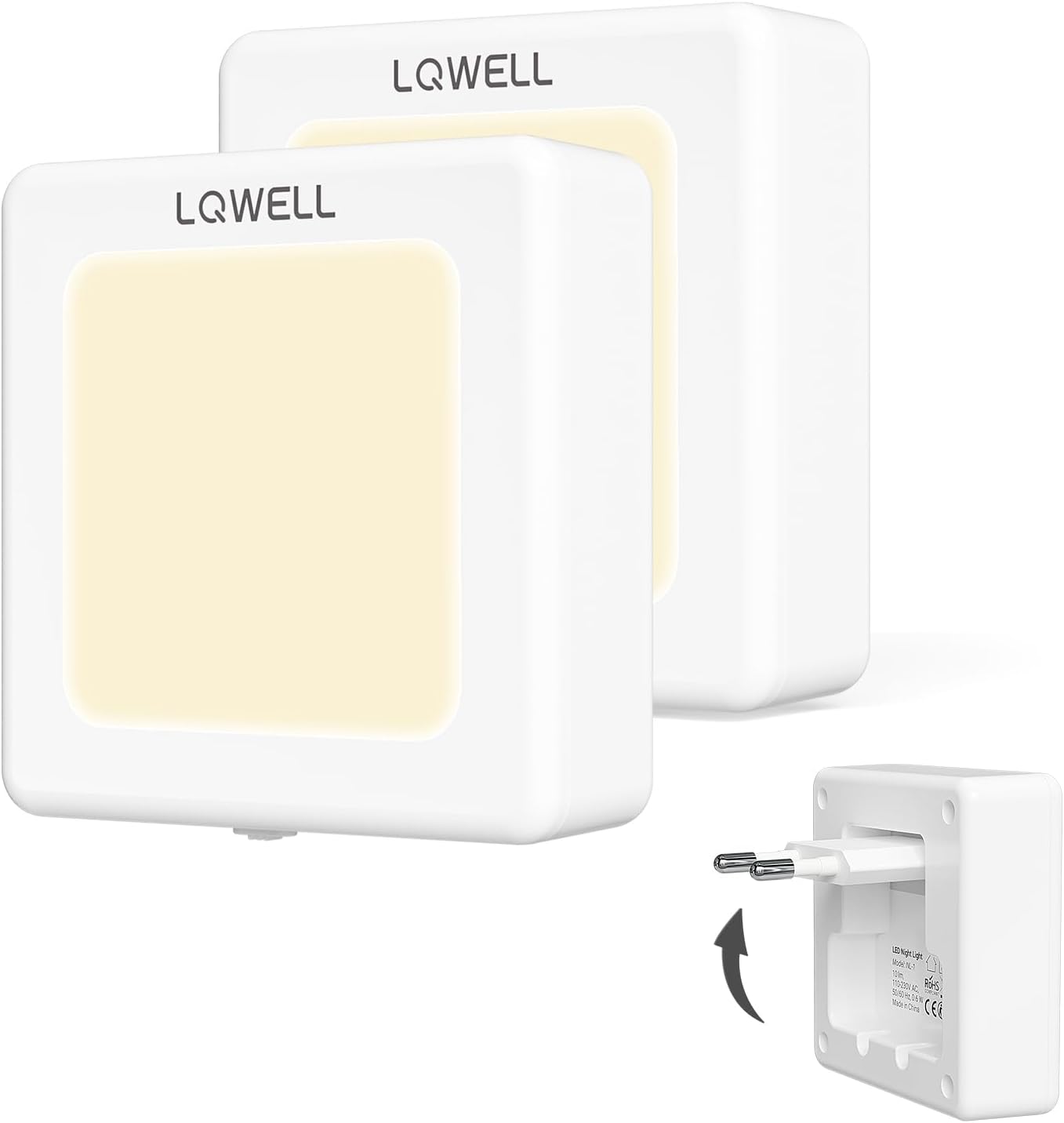 Nachtlicht Steckdose LED Mit Dämmerungssensor - Dimmbar 2700K Warmweiß | Für Kinderzimmer, Flur, Bad