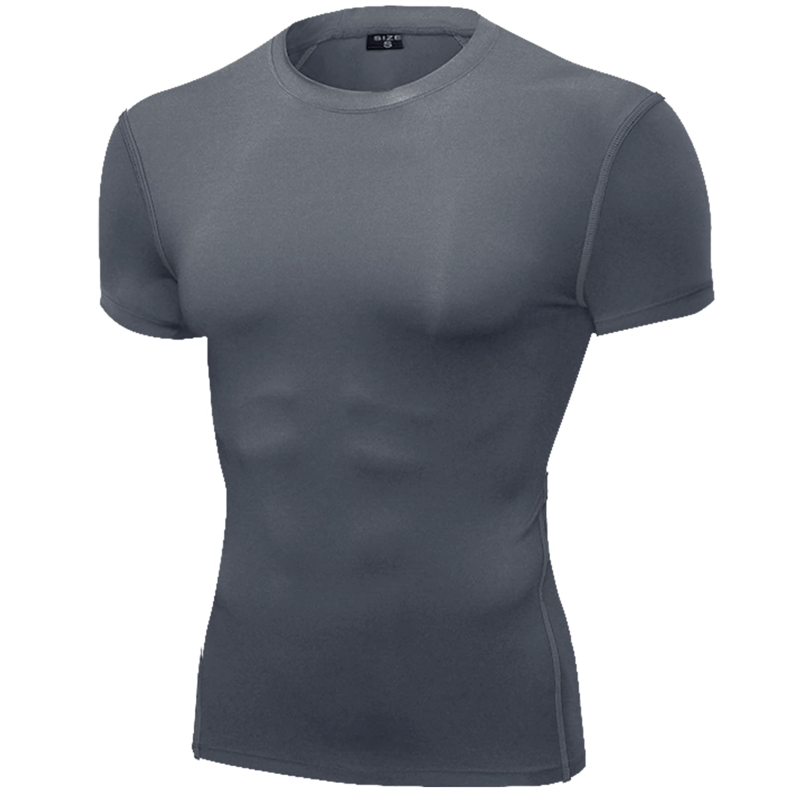 SPVISE 1 or 2 Pack Men's Compression Shirts Short Sleeve Athletic Workout T-Shirt Running Tops Cool Dry Active Gym Undershirt