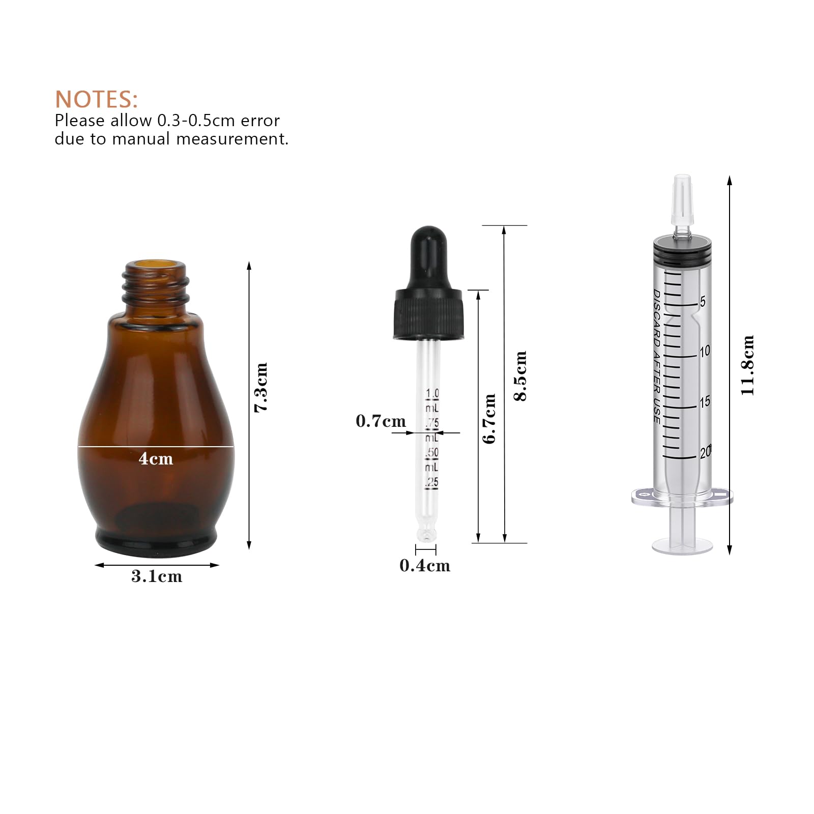 Reyshin 8 Pack Pear Shaped Amber Glass Bottles with Dropper Pipettes, Refillable Sample Bottles for Essential Oil Massage - Image 2