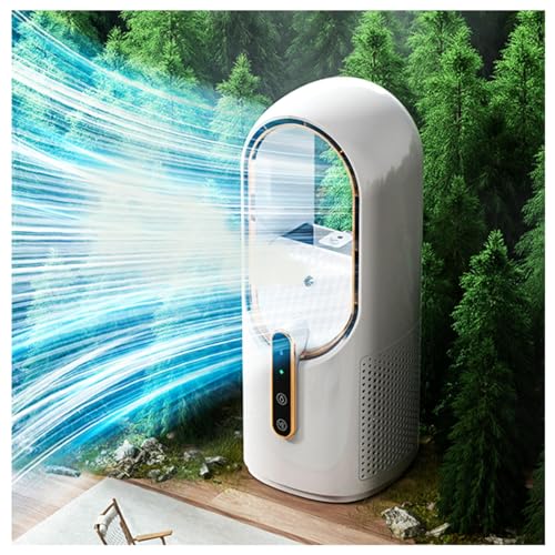 BesBet Maquina Aire Acondicionado Portatil, USB Recargable, con Humidificador Ventilador De Torre HumidificacióN del Aire Ventilador De Mesa Silencioso, para El Hogar Y La Oficina