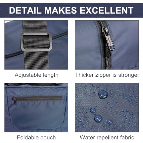 Image of HOLYLUCK Foldable Travel Duffel Bag For Women & Men Luggage Great for Gym -55L, Navy Blue