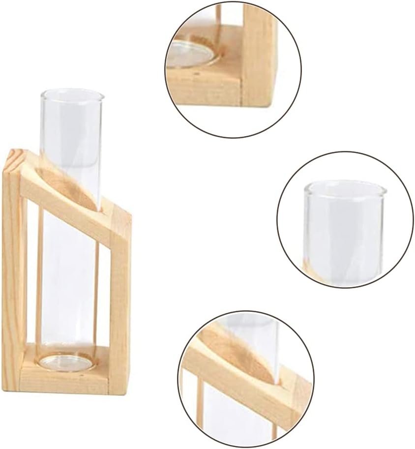2 Pieces Hydroponic Plants Test Tube, Test Tube Vase, Wooden frame hydroponic vase - Image 5