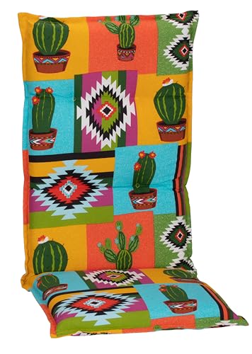 Beo® Hochlehner Gartenstuhlauflagen Turin | Waschbar bei 30°C | Atmungsaktive Sitzkissen Outdoor | Made in EU | Öko-Tex Standard | UV-beständig | 118x46x8 cm | Bindebänder