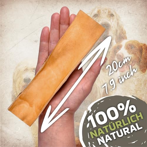 Rinderkopfhaut für Hunde 20cm 1kg (ca. 20-25 Stück) | Getrocknete Rinderkopfhaut Kauartikel | 100% natürlich | Luftgetrocknet | Getreidefrei | Langer Kauspaß für kleine & große Hunde