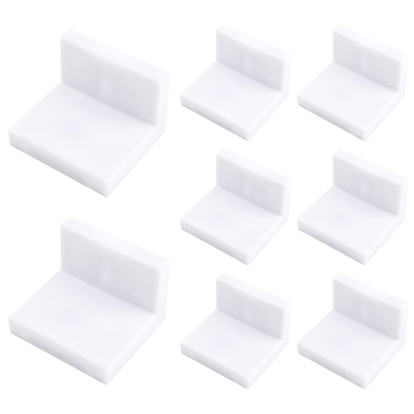 Morobor 8pcs Angle Corner Brackets，White Iron Triangle Corner Brace Fastener Strong Load Joining Support for Cabinet Cupboard Desk Bed Edge