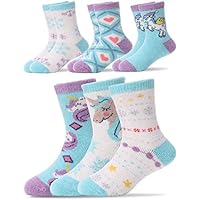 Sandsuced Kids Merino Wool Thermal Warm Socks for Walking Boys Girls Toddlers Winter Hiking Thick Heavy Cosy Boot Cabin Crew Socks 6 Pairs