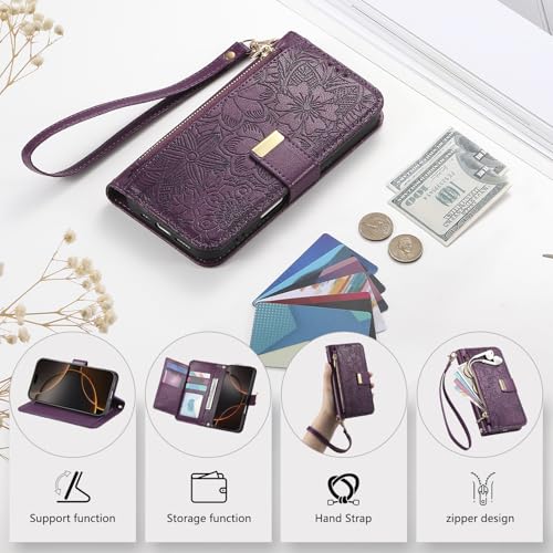 Housse Honor X5C Plus portefeuille à fleurs pour sorties et voyages