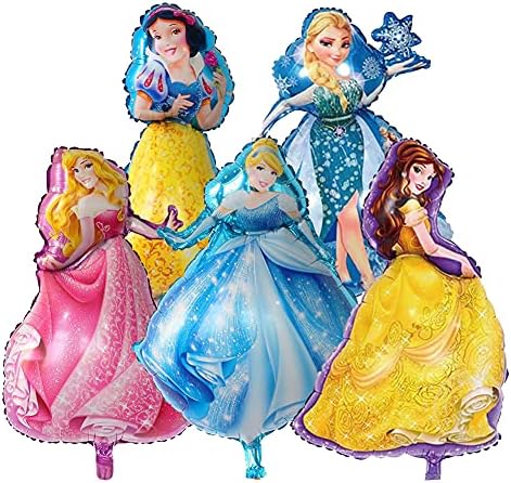 LOVSONG 5 PCS - Large Disney Princess Balloons Birthday Party Balloons Adult & Kids Party Theme Decorations