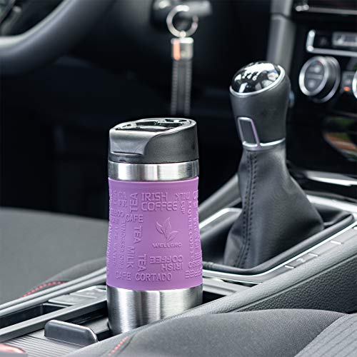 Wellgro Taza térmica 400 ml + 1 tapa extra – Acero inoxidable – Mango de silicona suave – libre de BPA – Taza térmica de… - Imagen 8
