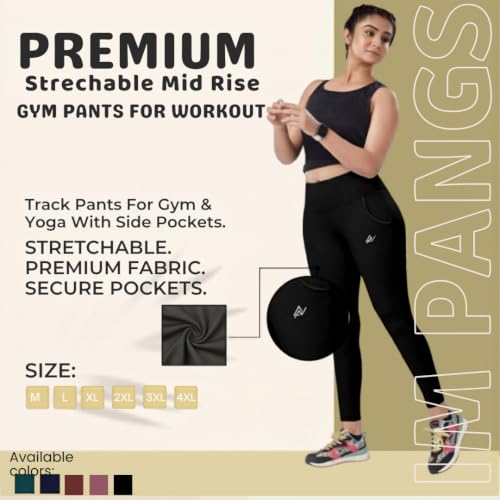 Image of Nexsus Appparels Stretchable Gym Pants for Workout : The Ultimate Yoga Pants | Gym Wear for Woman | Gym Tights for Women with Side Pockets | Available in Plus Size's