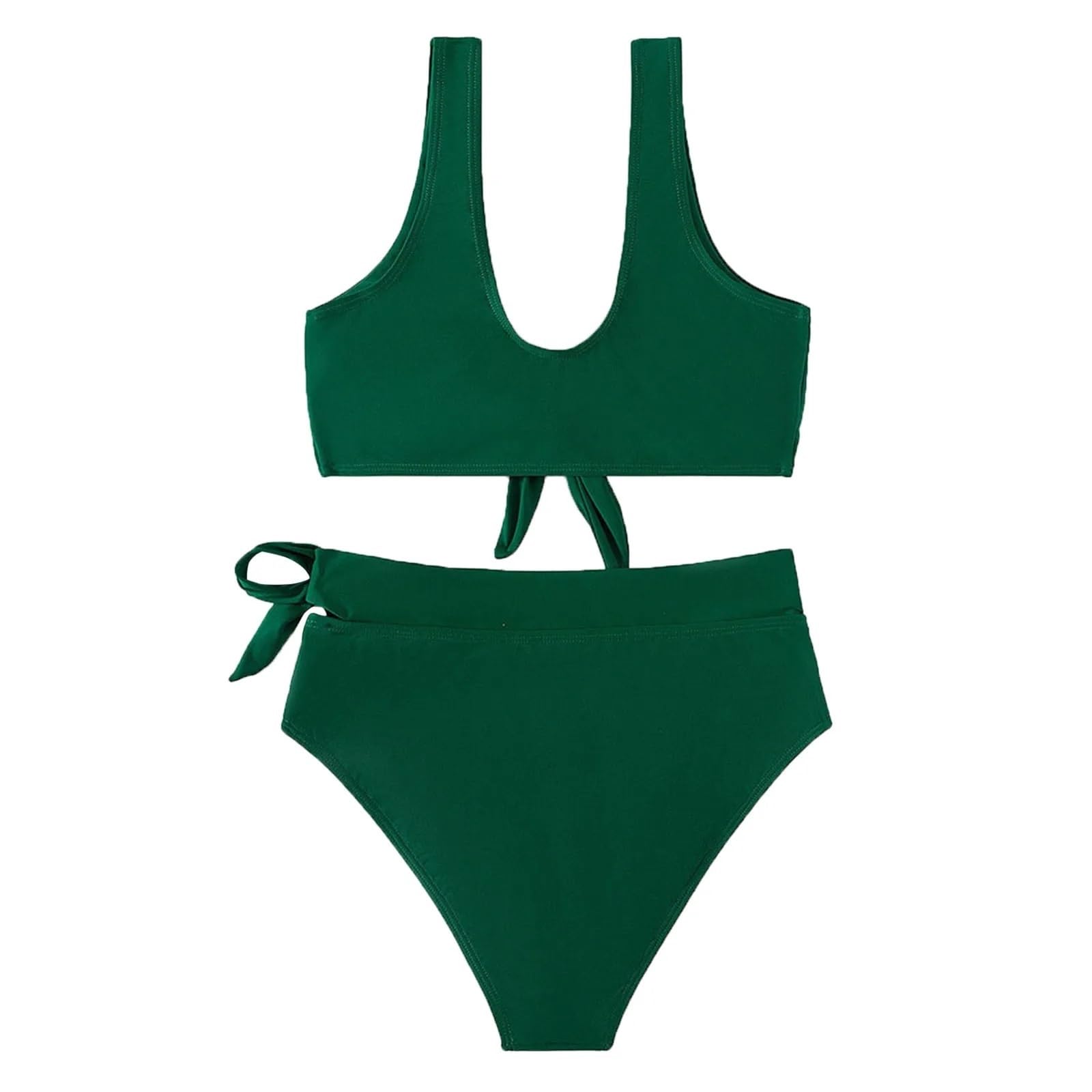 Traje de baño Verano for Mujer, Traje Playa, Bikini Cintura Alta Unicolor, Pecho Grande y Ajuste cómodo para Mujer