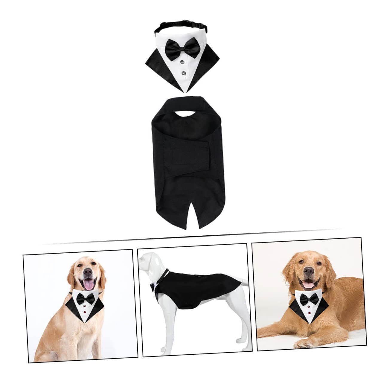 Toyvian Costume Et Bandana pour Chien Chemise à Nœud Tenue De Soirée pour Chien Collier Et Costume pour Animal De Compagnie