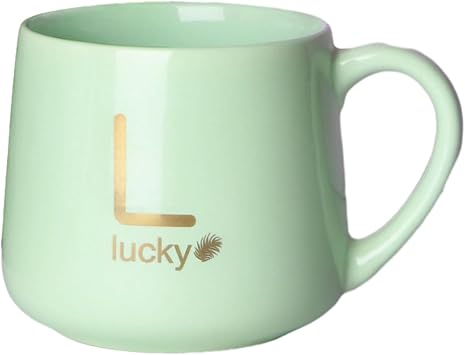 450ml/15oz Animal Expression Ceramic Mug Color Glazed Cute Home Coffee Cup for office home restaurant cafe teahouse-Fruit green printed genuine gold L