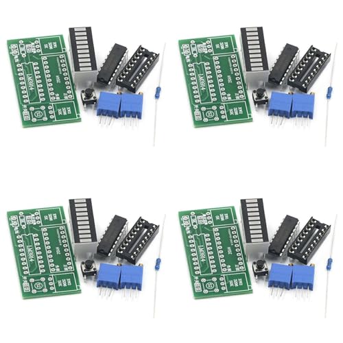 Generchin 4X Módulo Indicador de Capacidad de Batería LM3914 de 10 Segmentos, 3,7 V, Litio, 12 V, Comprobador de de Potencia, Pantalla LED, Kits de Bricolaje.