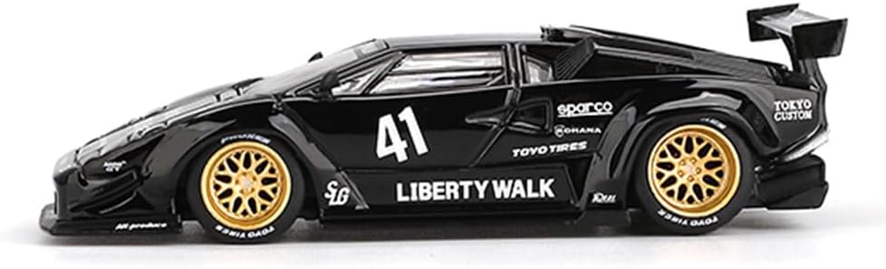 Diecast Model Car Compatible with Mini GT 1:64 Lamborghini Countach LB-Works Black Limited Edition MGT01081