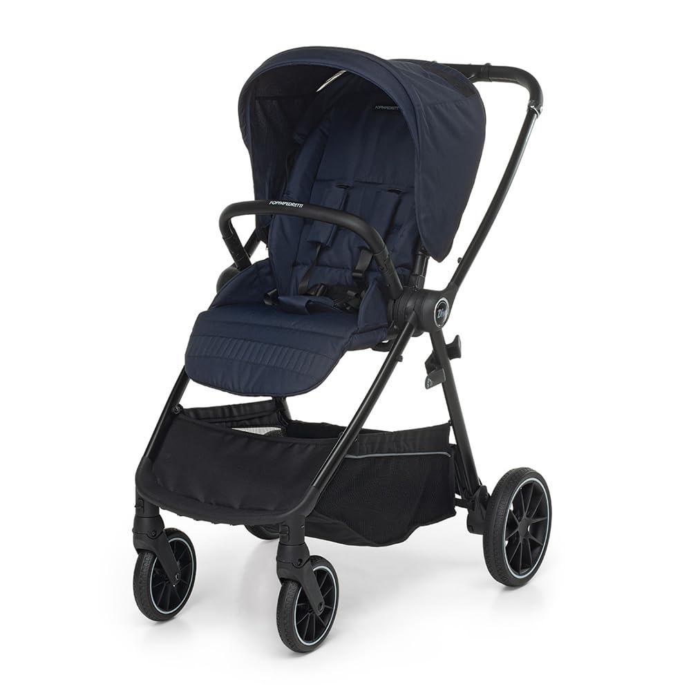 Foppapedretti Trío Divo I-Size, sistema modular combinado para niños, capazo y asiento de coche I-Size, cierre autoestable, conforme ECE R129, manejable compacto, ligero, marino