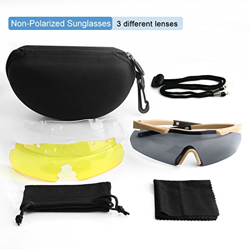 Image of xaegistac Tactical Eyewear 3 Interchangeable Lenses Outdoor Unisex Shooting Glasses | Outdoor Shooting Hunting Z87.1 Certificate Resistant Shooting Glasses