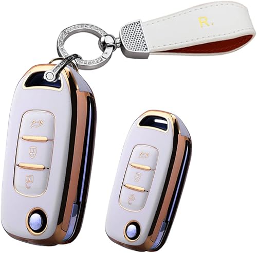 HIBEYO Funda para llavero Renault Kadjar Koleos Sandero Stepway Logan Stepway Logan Logan 2 clio clio 5 Arkana captur TPU plegable 3 botones con