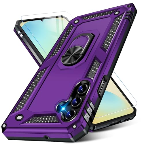 Image of for Samsung Galaxy S24 FE Case with Screen Protector, Military Grade Rugged Shockproof Galaxy S24 FE 5G Heavy Duty Protective Cover for Samsung S24 FE Magnetic Ring Kickstand Phone Case (Purple)